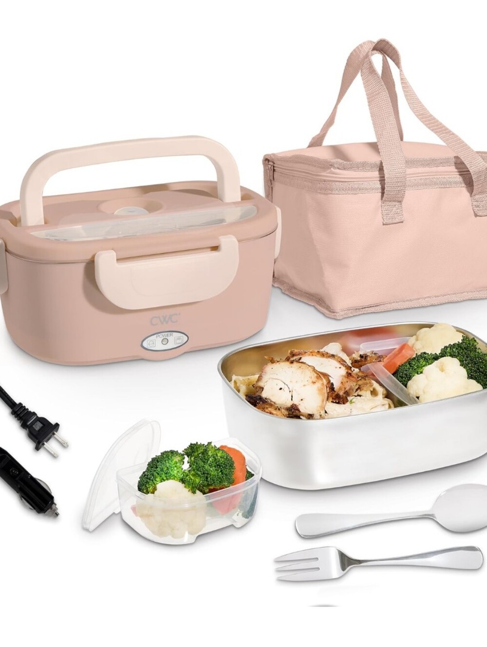 🆕COOK WITH COLOR Portable Electric Lunch Box - 2-in-1 Heated Food Heater! Blush